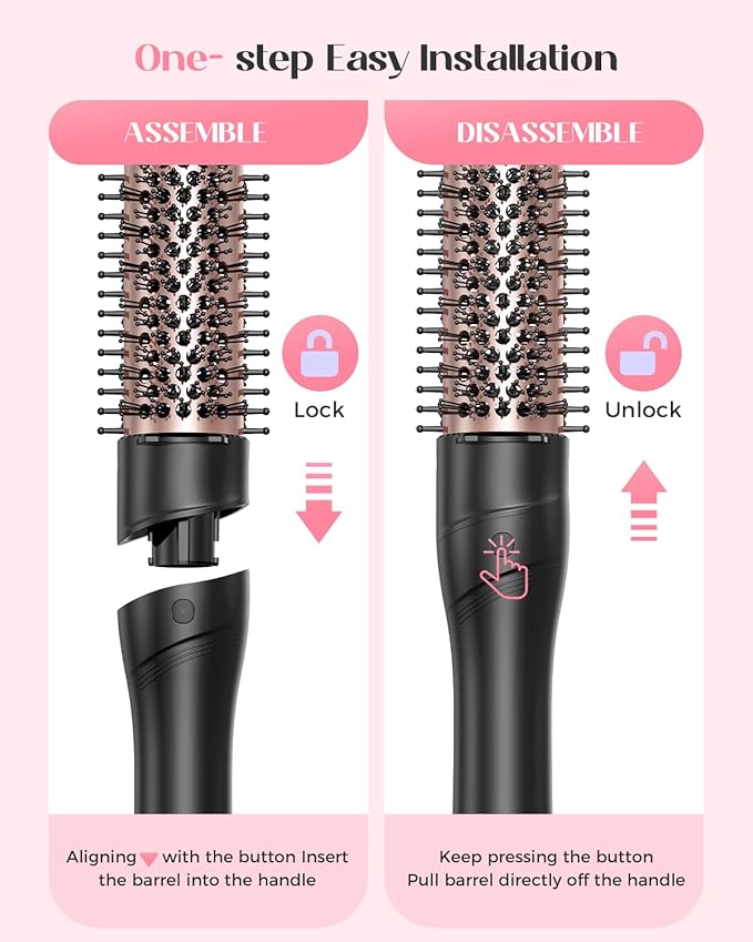 Lopeie 5 in 1 Curling Iron with Thermal Brush and 4 Interchangeable Ceramic Barrels(1/2 to 1 1/2 inch), Curling Wand Set with Flat Iron, Fast Heating, Dual Voltage Hair Curler, Gifts for Women