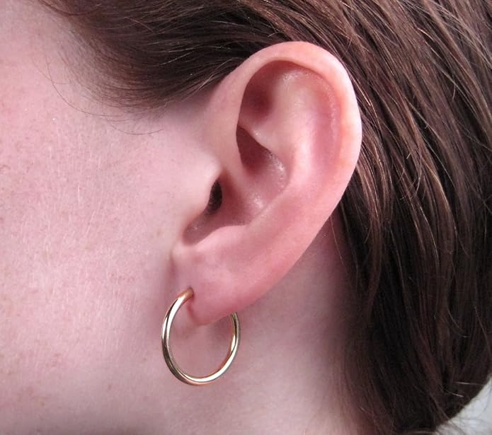 14K Yellow Gold Continuous Endless Hoop Earrings (2mm Tube)