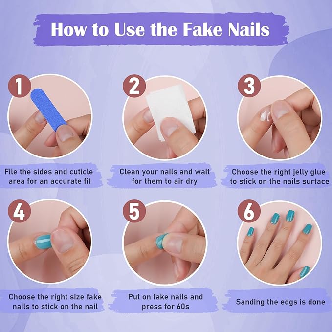 Press On Nails Short - Jofay Fashion Acrylic Press On Nails Red, Square Glue On Nails with Nail Glue, Fit Perfectly & Natural Stick On Nails in 16 Sizes - 32PCS Soft Gel Kit, Wine Red