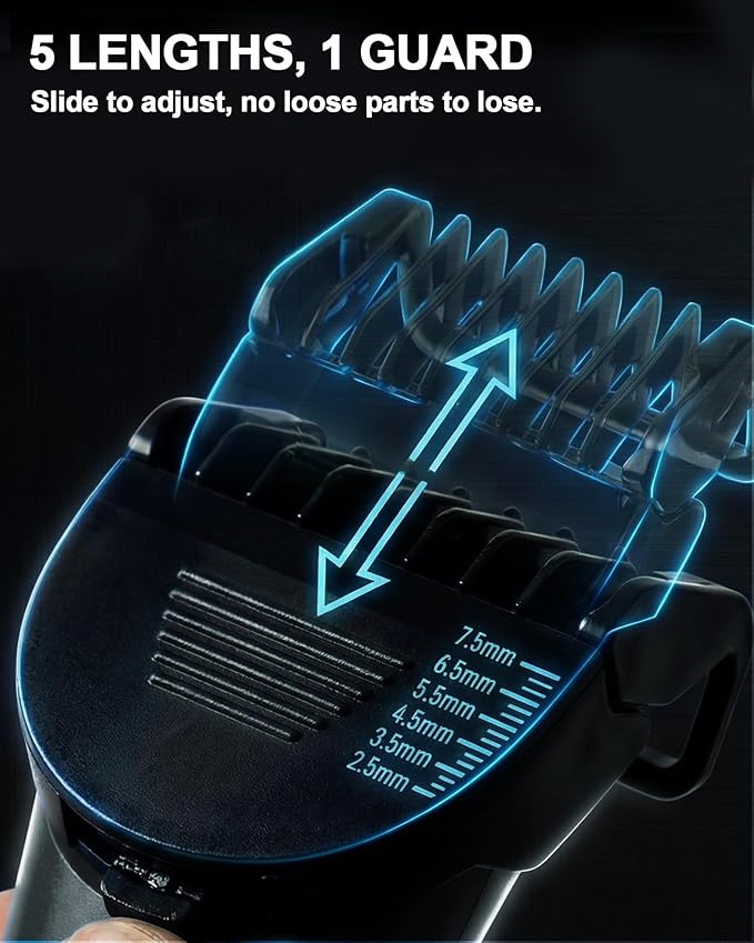 Body Trimmer for Men - Groin & Ball Shaver with Charging Dock - Constant Power No-Pull Electric Pubic Hair Clipper - 5-in-1 Guard Waterproof Body Groomer with LED Light, for Groin, Armpit & Body