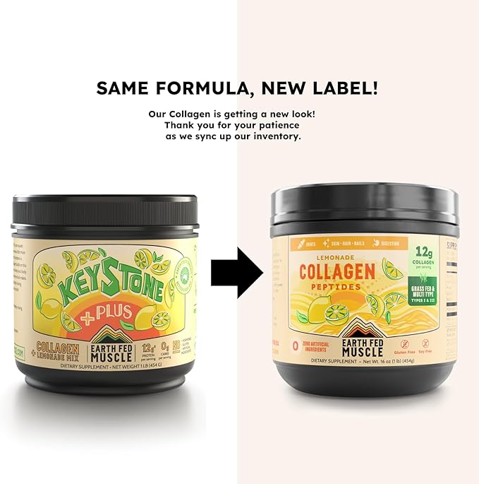 Earth Fed Muscle Lemonade Collagen Powder – Grass Fed Hydrolyzed Collagen for Women & Men - Healthy Bones, Skin & Hair - Types 1 & 3 Collagen Powder, 12g Per Serving, 33 Servings