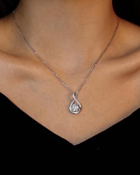 FANCIME Birthstone Necklaces for Women Fine Jewelry Sterling Silver Infinity Pendant Anniversary Birthday Gifts for Her Women Wife Mom Lady Daughter, Chain 16"+2" Extend