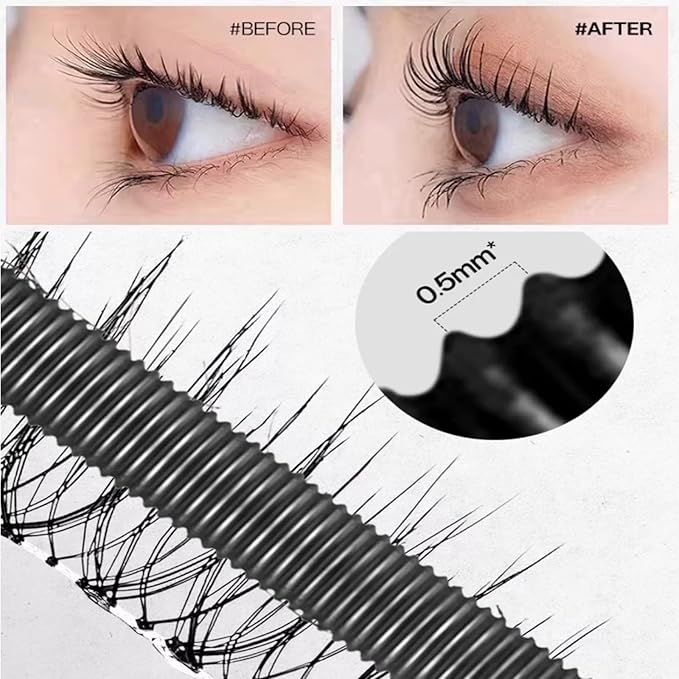 Zkyo Steel Tube Eyelash Primer, Eyelash Primer,Small Steel Tube Mascara,Waterproof Long-Lasting 3D Curling Eyelash With No Flaking, Sweat-Proof, Lengthening, Quick-Drying And Reuse (Black 2PC)