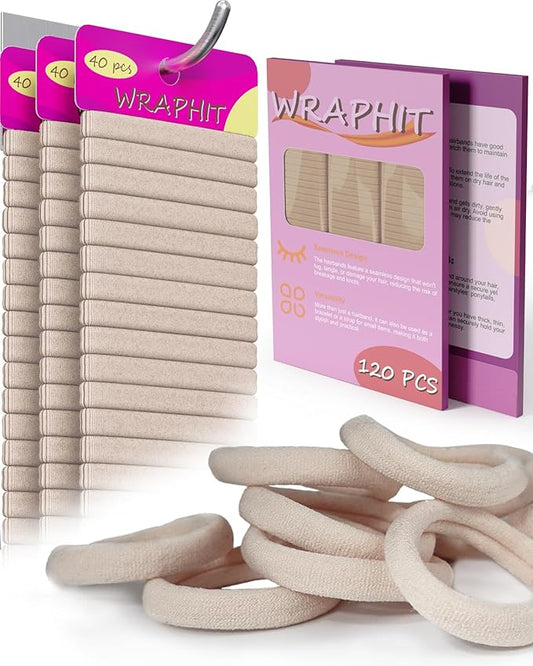 120pc Hair Ties,Elastic Hair Bands for Thick, Curly, and Fine Hair, Soft & Durable, No Pulling, Perfect for Daily Use & Gift, Ideal for Women & Girls（Light pink）