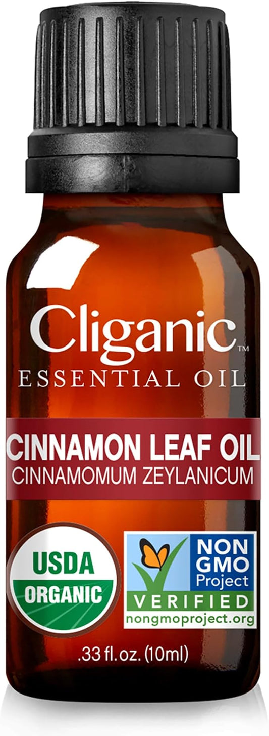 Cliganic Organic Cinnamon Leaf Essential Oil, 100% Pure Natural for Aromatherapy | Non-GMO Verified (Packaging May Vary)