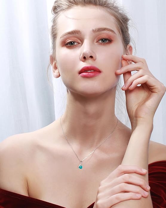 FANCIME 14K Solid Gold Birthstone Pendant with Sterling Silver Chain Infinity Gemstone Necklace Fine Jewelry Anniversary Birthday Christmas Gifts for Women Wife Her