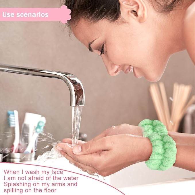 Taocar 8pcs Wrist Bands for Washing Face, Absorbent Face Washing Wristbands, Microfiber Women's Spa Wrist Towels, Stretchy Wash Band for Man Children, Prevent Water from Spilling Down Your Arms