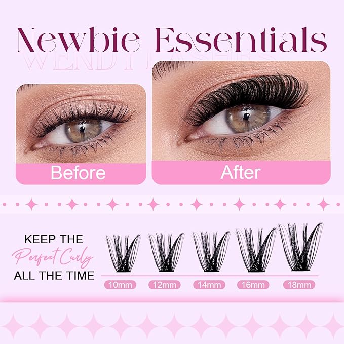 Lash Clusters DIY Individual Lashes 10-18mm D Curl Fluffy Eyelashes Extension 80P+100P Wispy False Eyelashes Volume Thick Eyelash Extension（28-80P+100P-07-D-1018）