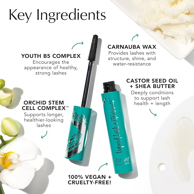 Thrive Causemetics Liquid Lash Extensions Mascara 3 Pack, Tubing Thrive Mascara Lengthening, Volumizing & Curling, Smudge Proof, No Clumping or Flaking, Vegan & Cruelty Free, Whitney (Charcoal Grey)