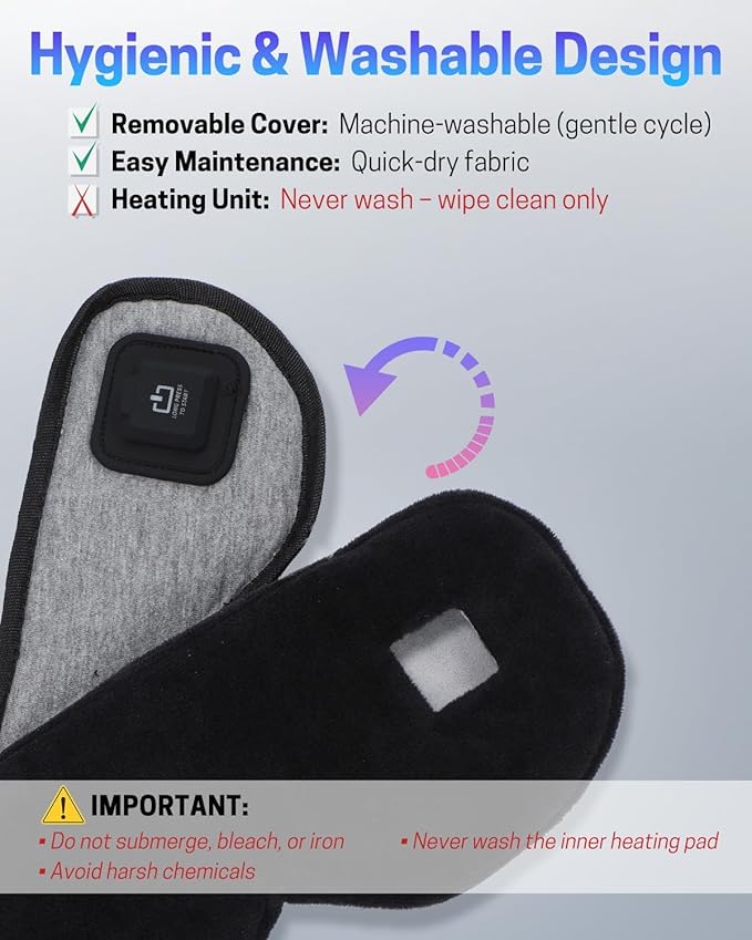 Heated Eye Mask for Dry Eyes, Stye Relief and Improved Sleep - Cordless Rechargeable Warm Compress with Graphene Heating, 3 Temp Settings, Auto Shut-Off, Washable Sleep Mask for Travel