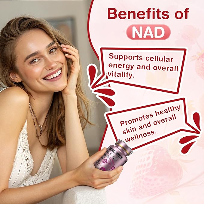 HealthSender Collagen Peptide Gummies, Sugar-Free Woman &Man's Proteins Collagen Gummy Filled 1500mg Hydrolyzed Collagen Type I,II,III,V,X,1000mg NAD 15000mcg Biotin Supplement for Skin, Hair, Nails