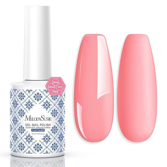 MelodySusie Fleurwee Plant Based Gel Nail Polish, Nail Polish Hema Free 21 Non Toxic Long Lasting No Chip Finger Toe Nail Art Manicure Salon DIY at Home Gifts for Women Peach Blossom Pink P54