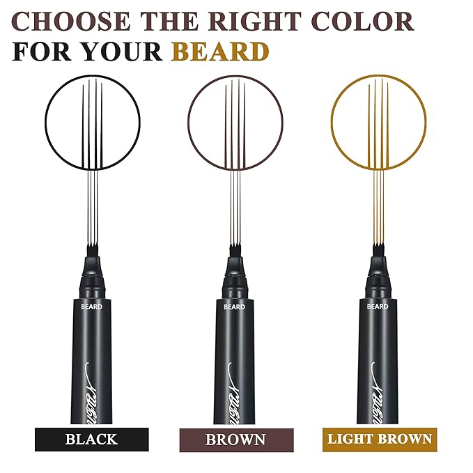 Beard Pencil Filler for Men - Sweat Proof, Water Resistance, Long Lasting & Natural Finish barber Pencil, Mustache Repair Shape (BLACK)
