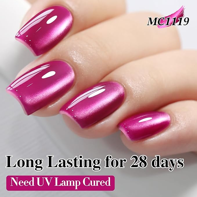 Double Rhythm Jelly Glass Cat Eye Gel Polish with Magnet 15ML Holographic Glitter Shimmer Translucent Sheer Color Magnetic Nail Polish Salon DIY at Home (Jelly Violet-MC1119)