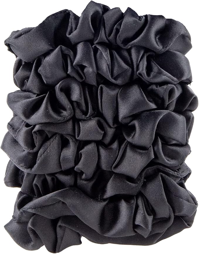 Amazon Basics Satin Scrunchies – No Crease, No Damage Hair Ties – Frizz Free, Gentle, Stylish Scrunchies. Black, 8 Count, For Thin and Normal Hair