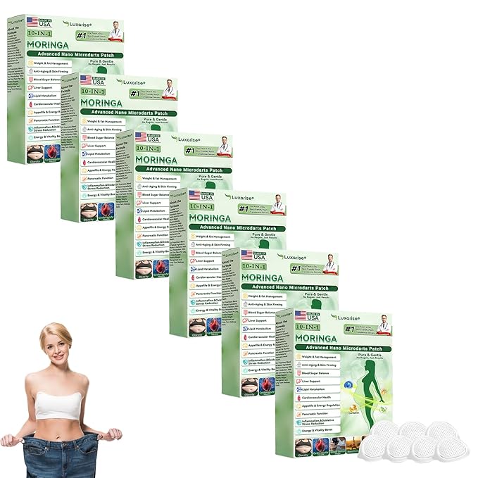 Luxarise Moringa 10-in-1 Advanced Nano Microdarts Patch, 2026 New 10-in-1 Moringa Patches, Natural Slim Skin Patches for Women and Men - Gentle Formula for All Skin (6 boxes)