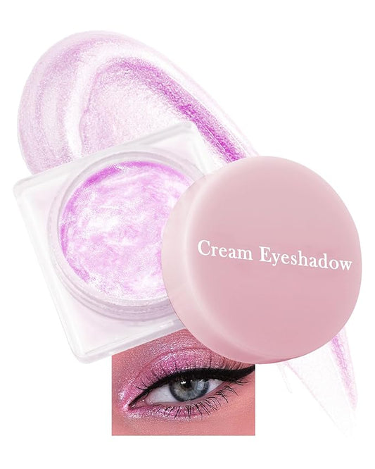 Glitter Cream Eyeshadow Palette, Purple Shimmer Long-Lasting Eye Shadow Pot, Single Holographic Iridescent Eyeshadow Palette Eye Brightener, Smooth Texture Blendable Highlighter Makeup for Women-06