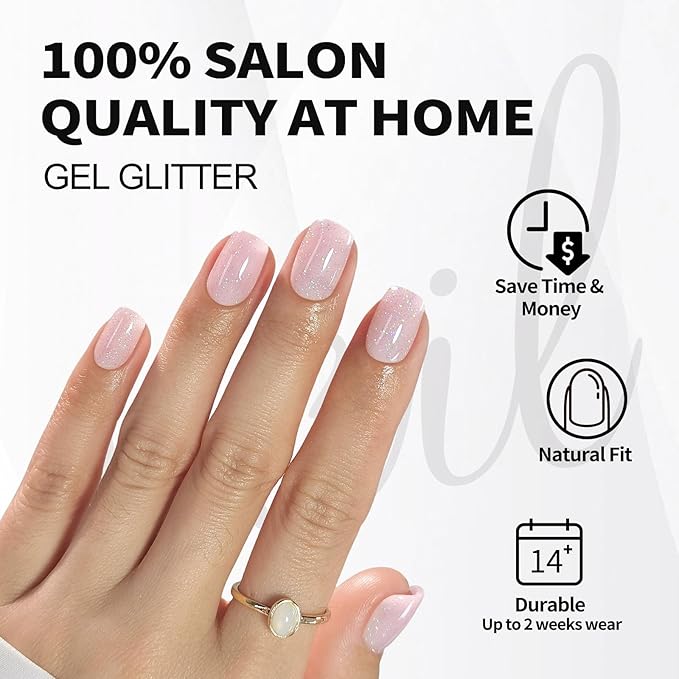 SHANGMENG Pink Press on Nails Square - Soft Gel Valentines Press on Nails Short for Women Gift, Fit Perfectly & Natural Stick on Nails with Glue in 16 Sizes - 32 Reusable Fake Nails, Shimmering Pink
