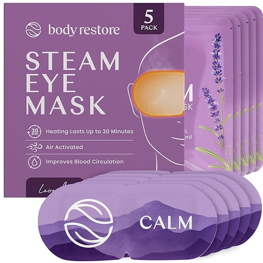 Body Restore Heated Eye Mask for Dry Eyes 5 Pack – Self Heating Warm Compress, Valentines Day Gifts for Her and Him, Birthday Gifts for Women and Men, Stye Eye Treatment, Relaxation – Lavender