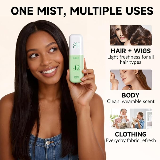 slashome Hair Perfume for Women, Alcohol-Free Coconut Pistachio Hair & Body Mist, Lightweight Long-Lasting Fragrance for Hair, Wigs, Body & Fabric, Birthday & Valentine’s Day Gift, 100ml / 3.38 fl oz