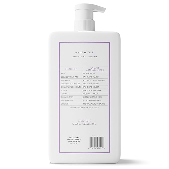 Native Sulfate Free Body Wash Contains Naturally Derived Ingredients | for Women & Men| Lilac & White Tea, 36 oz