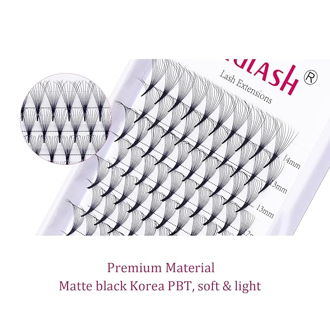 FADLASH Premade Fans Pointed Base 10D Premade Volume Eyelash Extensions Middle Stem Pre Fanned Lash Extensions Easy Application C/D Curl Eyelash Extension (10D-0.05-C, Mix 8-14mm)