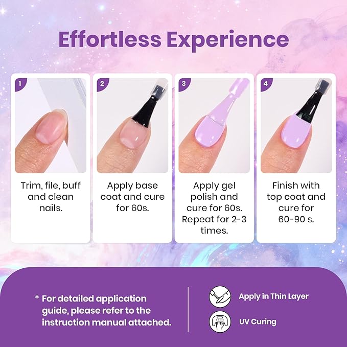 Beetles Gel Nail Polish Set - Dreamscape Wander 6 Colors Baby Purple Blue Glitter Shimmer Cat Eye Gel Polish Soak Off UV LED Nail Gel Home Gifts for Women Manicure DIY Nail Art