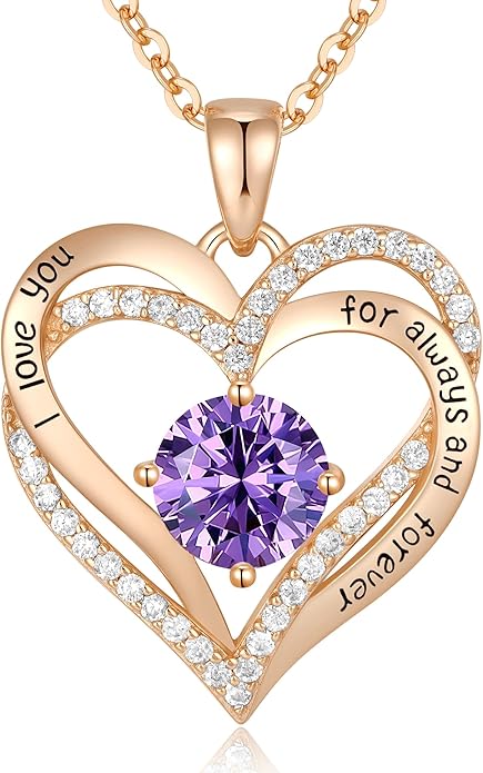 CDE Forever Love Heart Necklaces for Women, Wedding Anniversary, Birthday Mothers Day Christmas Day Gifts for Mom, Mother, Wife, friend, S925 Silver Jewelry with Birthstone Pendant