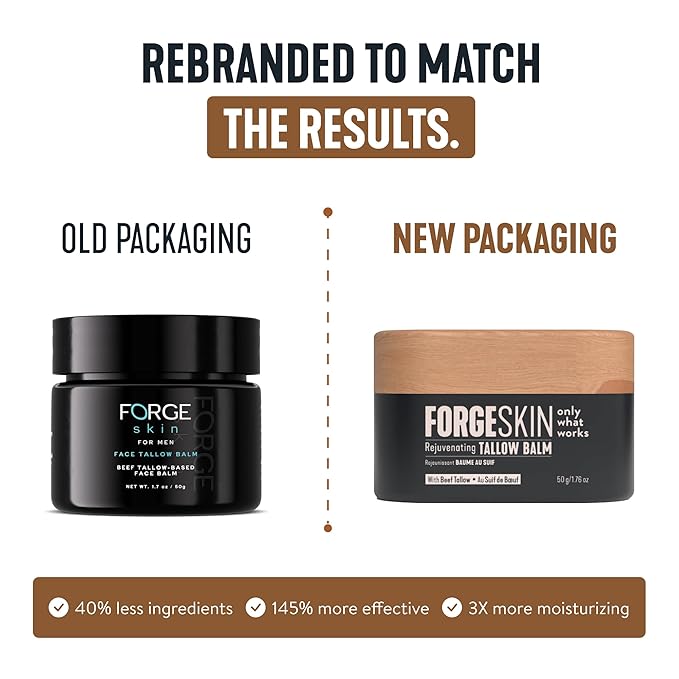 FORGE SKIN® Wrinkle Defense Beef Tallow Balm for Men [TALLOW-BASED] Moisturizer for Face Hydration - Hydrating Anti Aging Skin Cream - Natural Facial Skincare Lotion with Essential Oils (1.7 OZ)