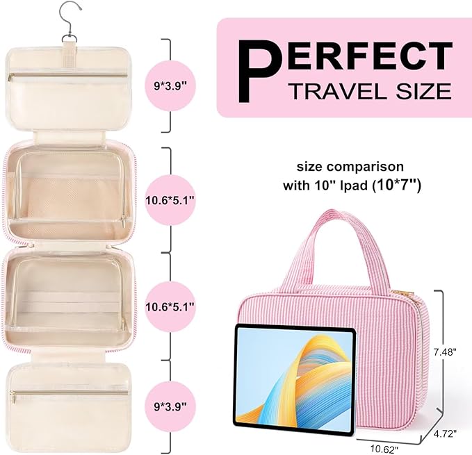 TOPEAST Valentines Day Gifts for Kids Women Her - Travel Hanging Toiletry Bag & Makeup Bag, Personalized Initial Toiletry Pouch, Birthday Gifts for Women Teen Girls, Cruise Essentials, Blue A