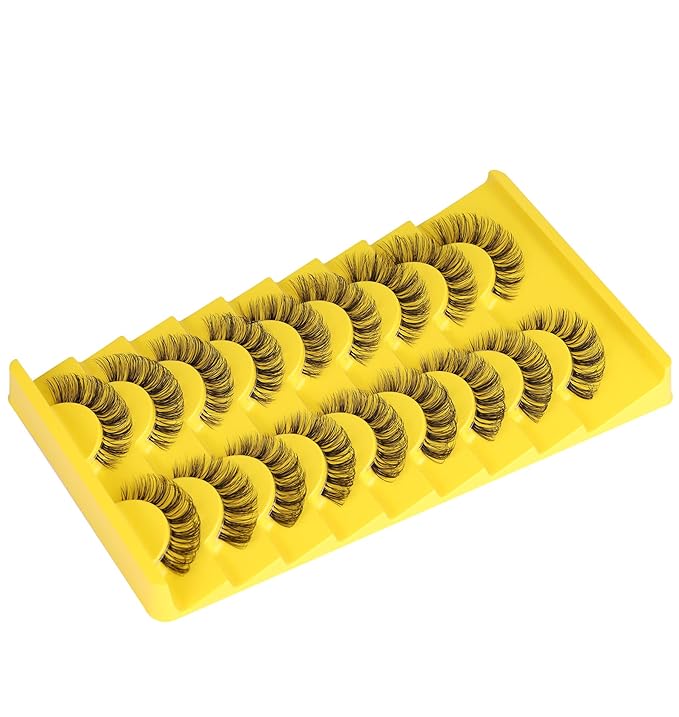 Russian Strip Lashes D Curl zanlufly Fluffy Wispy Clear Band False Eyelashes Cat Eye 6D Lashes Pack
