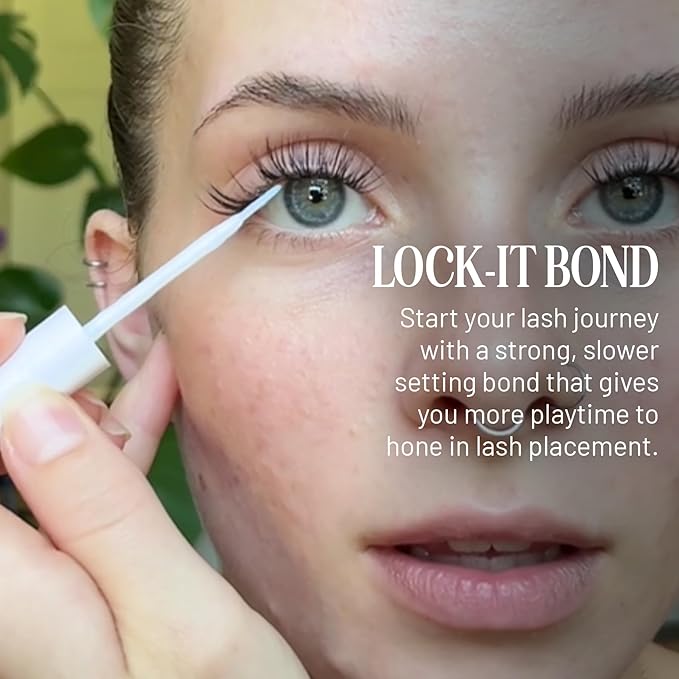 Lilac St - Lock-It-Bond (Black) - Beginner Lash Cluster Glue - Brush Tip Applicator - Strong Hold & Easy Removal - Waterproof - Sensitive Eyes Safe - Cruelty Free, Vegan, Women Founded - 0.16 fl oz