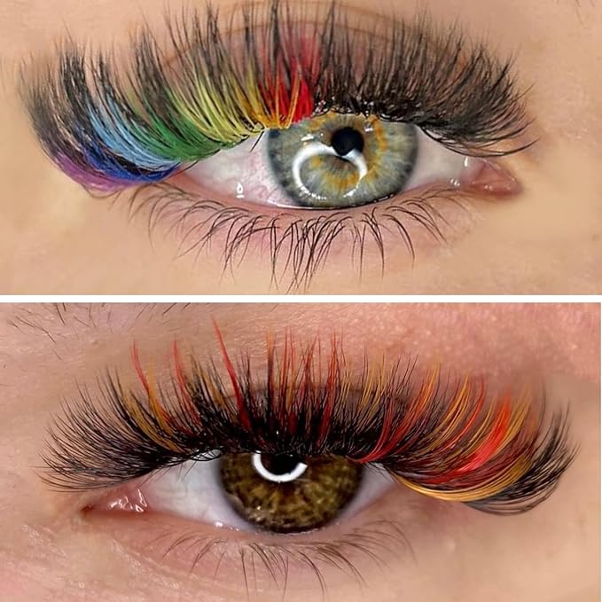 SAIGON LASH Eyelash Extensions, Mink Lash, Volume & Classic Lashes for Professionals, J/B/C/CC/D/L/M Curl, 4-15mm Length, Soft Korean PBT Fiber, 16 Rows Lash Tray (Rainbow-C-0.07-15mm)