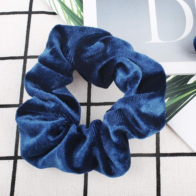 20Pcs Didder Velvet Scrunchies: Soft Elastics Hair Ties in Dark Blue, Bobbles Ropes Hair Bands for Women and Girls