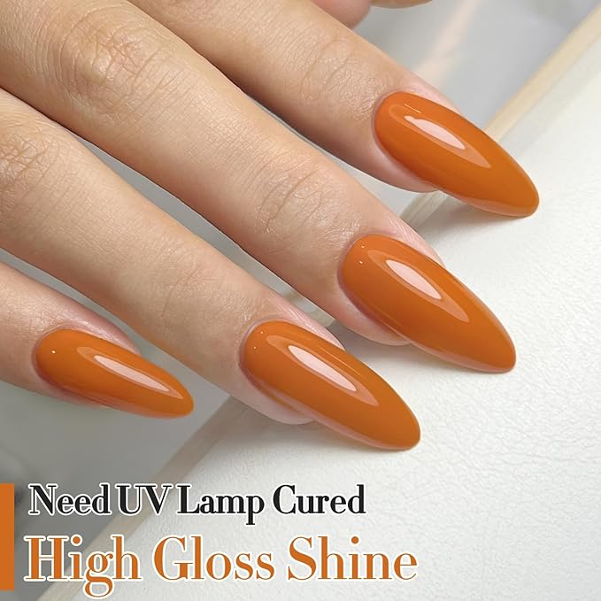 Double Rhythm Gel Polish 15ML Jelly Sheer Pastel Light Milky Color Pearl White Bottle 1 PC 0.5 OZ Full Size Nail Art Salon at Home (Deep Ginger Yellow-D1448)