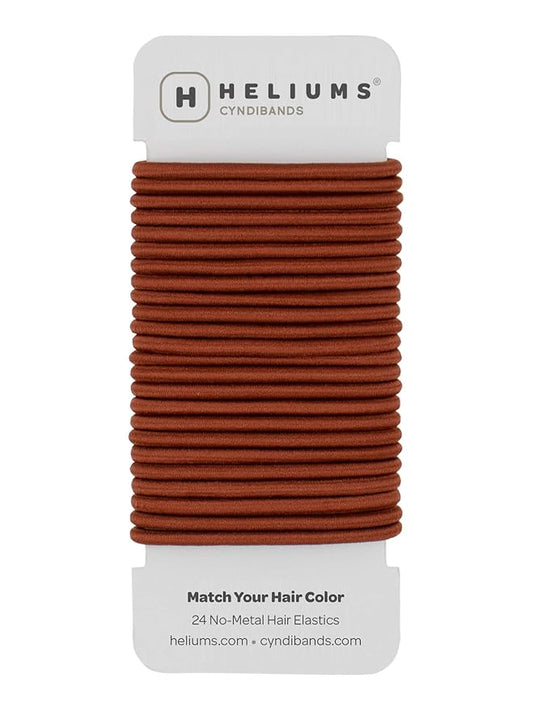 Cyndibands Elastic Hair Ties – Auburn Red - No Damage 4mm Ponytail Holders for Women & Kids, 24-Pack Hair Elastics in Neutral Colors