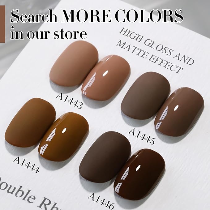 Double Rhythm 15ML Gel Polish Pure Sheer Same Color Same Bottle Soak Off Gel Polish Art Manicure Salon DIY at Home for Women (Light Brown-A1443)