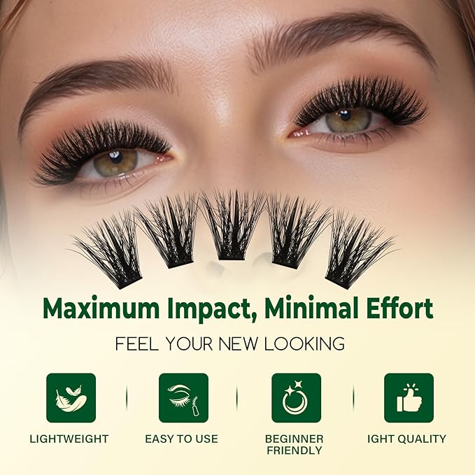 KEYYOU DIY Lash Extension Kit - 280pcs Soft Clusters - 100D Curl - Easy to Apply with Bond, Seal & Remover - At Home