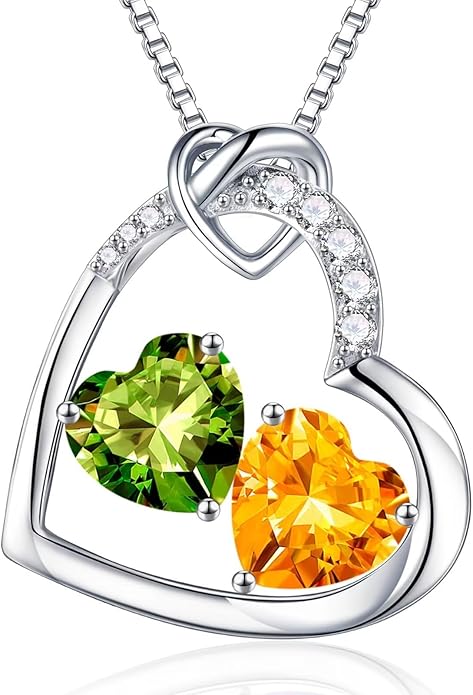 Iefil Valentines Day Gifts for Her - 925 Sterling Silver Heart Birthstone Necklace, Anniversary Birthday Gifts for Women Wife Girlfriend, Jewelry for Mom Daughter
