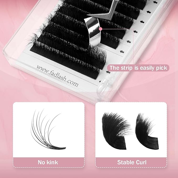FADLASH Fluffy Easy Fan Lash Extension 3D Effect Rapid Volume Three Layers Easy Fan 2D~10D Eyelash Extensions Automatic Blooming Easy Fan Lashes D Curl (0.05D 9-13mm Mixed)
