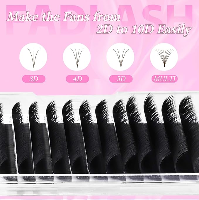 FADLASH Easy Fan Lash Extensions 0.03 Easy Fan Eyelash Extensions D Curl 13mm Volume Lashes Extension Self Fanning Lash (0.03-D, 13mm)