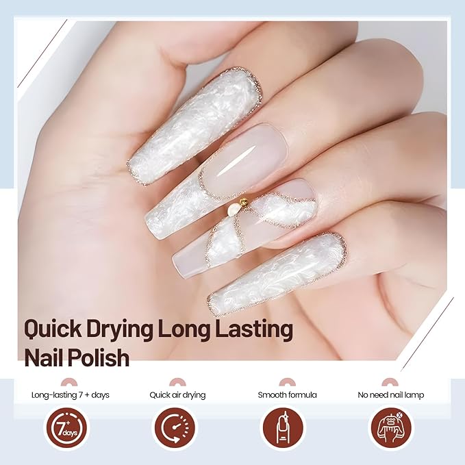 OpenLive 10ml Glitter Nail Polish Set 6 Colors Glitter Effect All Seasons Neutral Color Quick Dry Nail Polish Set for Women Salon DIY Nail Art