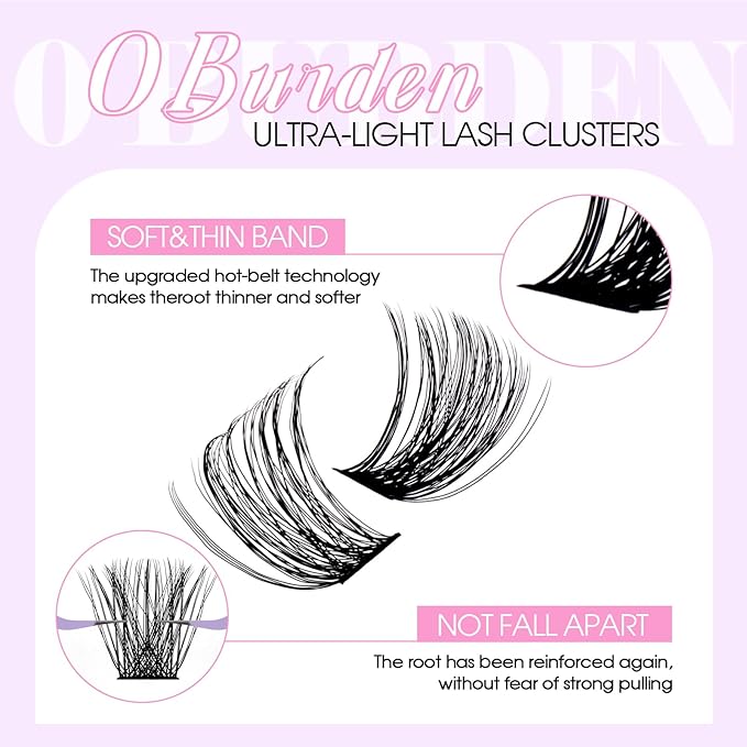 Lash Clusters Kit Wispy Eyelash Extensions 10-18mm D Curly DIY Individual Lashes Kit for Natural Volume Includes Lash Bond and Seal Tweezers DIY at Home Salon Quality Beginner Friendly