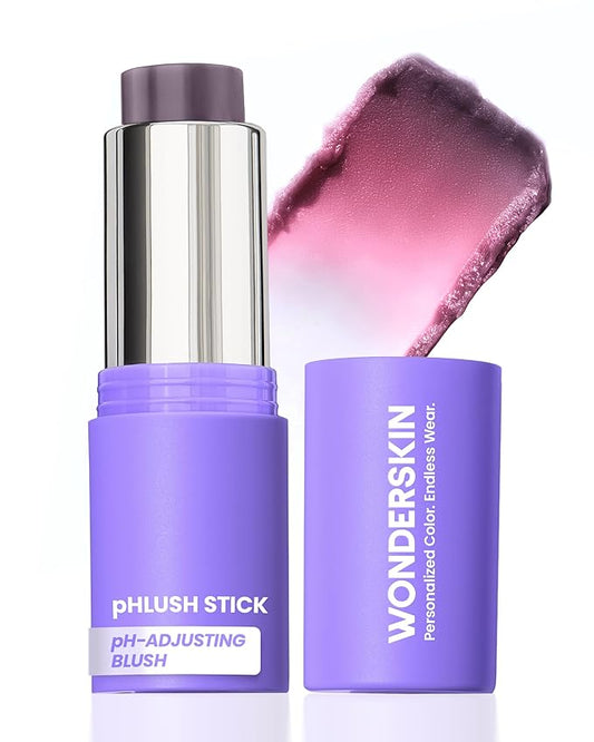 Wonderskin Blush Stick pH-Activated - pHlush Multi-Use Stick, Cream Tint for Cheeks and Lips, Cooling Nourishing Color-Adjusting Makeup