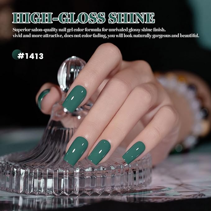 RARJSM Dark Sage Green Gel Nail Polish Creamy Muted Gray Green Gelpolish 15ML 1Pc Soak off Curing Required Nail Art French Manicure Salon DIY at Home Fall Winter