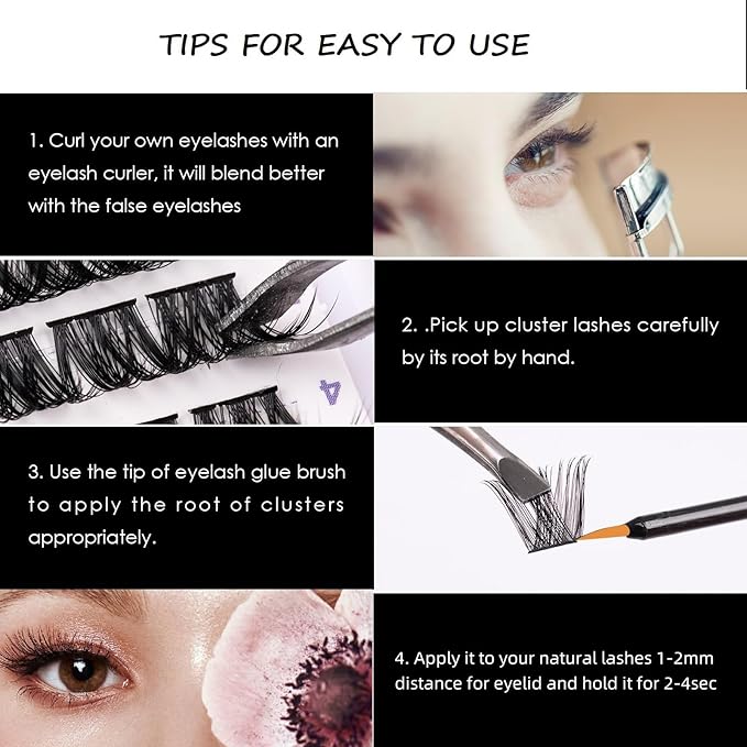 Lash Clusters 144 Pcs Individual Lashes Clusters Eyelash Extensions False Eyelashes DIY Lash Extension Reusable False Eyelashes Natural Look Mix 10-16mm-DM01