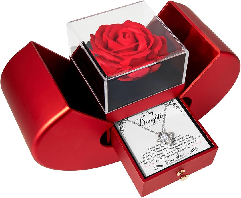 To My Beautiful Daughter Necklace from Mom & Dad | Cubic Zirconia Pendant with Heartfelt Message Card & Gift Box | Daughter Birthday, Graduation, Christmas Jewelry Gift from Parents
