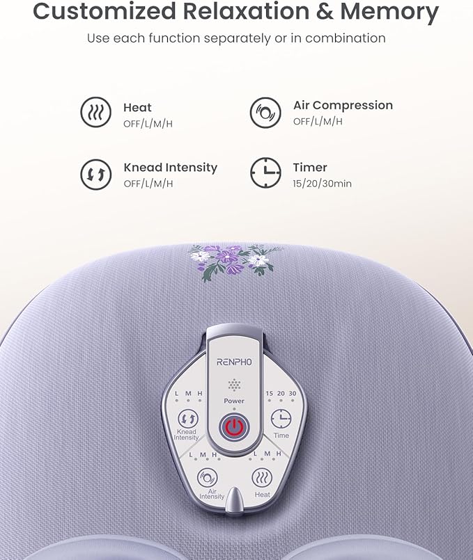RENPHO Foot Massager Machine with Heat [2026 Upgraded], Shiatsu Foot Massager for Plantar Fasciitis, Valentines Day Gifts for Women, Cordless Control, Best Gifts for Women/Mom/Wife, PU