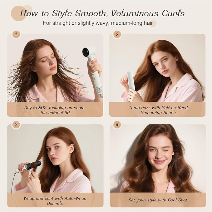 6-in-1 Hair Styler, 110,000 RPM Hair Dryer with Auto-Wrap Curlers, Blow Dryer Oval Brush & Volumizer, Hot Air Styler for Fast Drying,Curling, Smoothing & Volume, Air Styler with Travel Case
