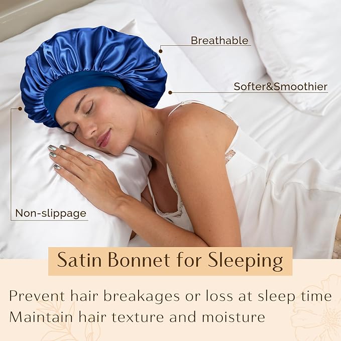 YANIBEST Silk Bonnet for Men Women Hair Bonnet for Sleeping Double Layer Satin Bonnet for Natural Curly Hair Unisex Sleep Cap